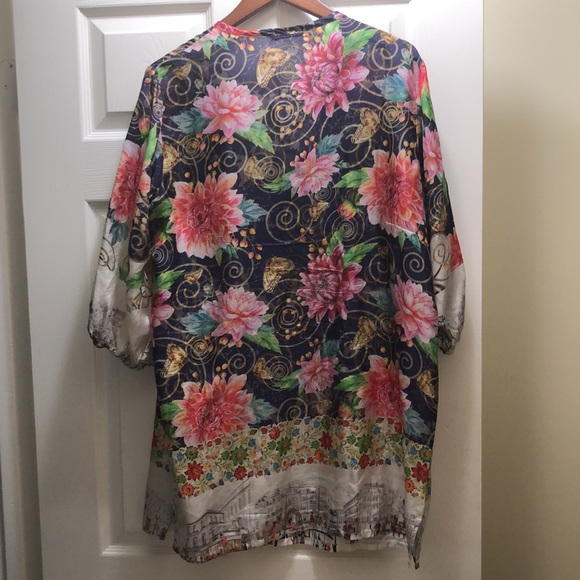 JOHNNY WAS SILK TUNIC - Picture 2 of 3